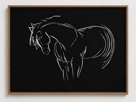Unbothered, The Dark Horse Drifts On Framed